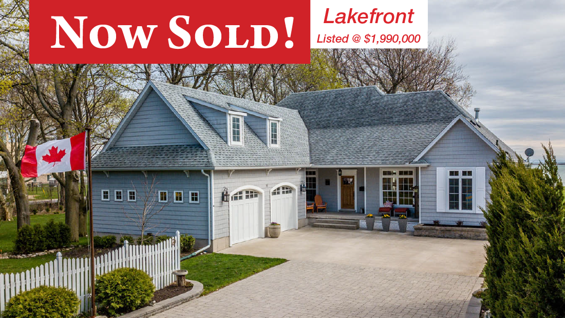 Now Sold banner on Luxury Lakefront home for sale at 17 Tennessee Ave Port Colborne