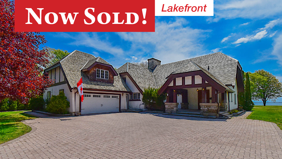Now Sold! banner on craftsman style waterfront home for sale at 19 Tennessee Ave Port Colborne