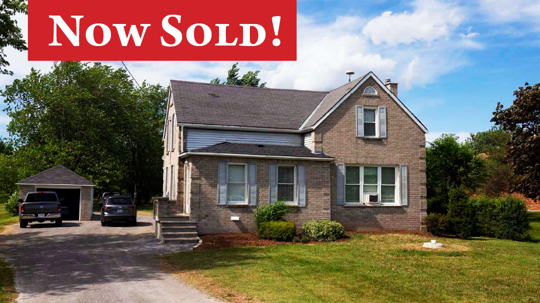 Now Sold banner on country home for sale at 40218 Forks Rd Wainfleet