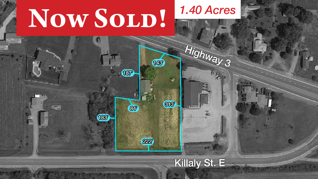 now sold banner on vacant lot in port colborne for sale by ruzycki real estate