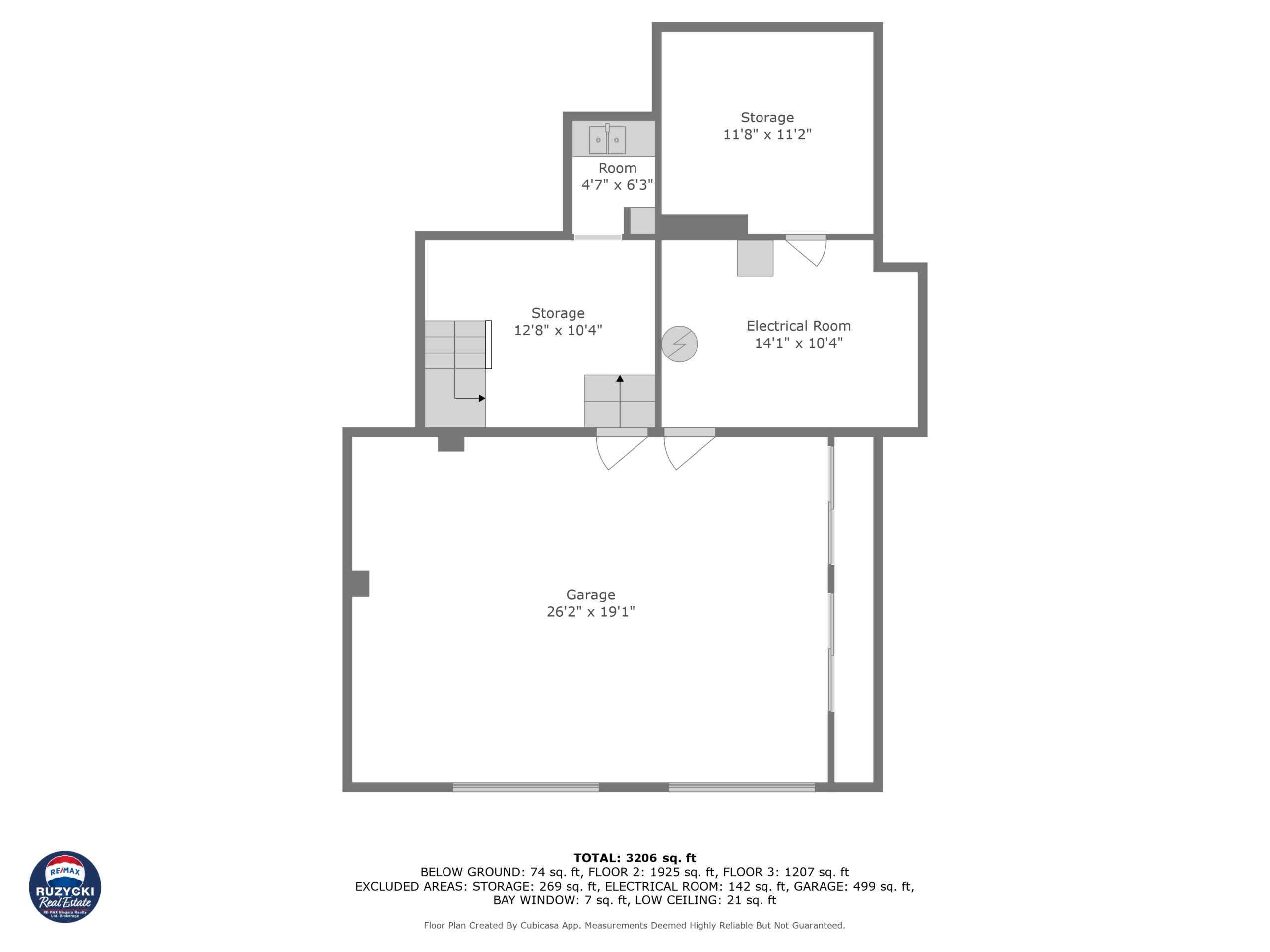 basement/garage level floor plan of 89 tennessee ave port colborne