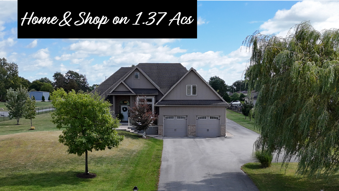 home & shop on 1.37 acs banner on image of 20219 youngs rd s wainfleet for sale by frank ruzycki real estate