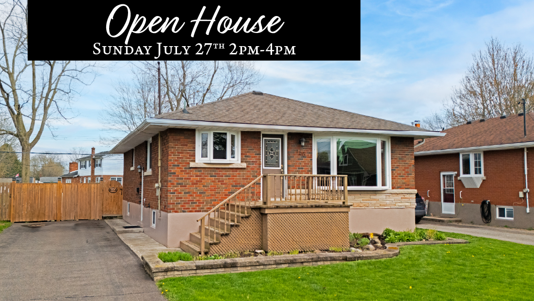 open house sunday july 27th 2pm-4pm banner on 165 rosemount ave port colborne for sale by frank ruzycki real estate