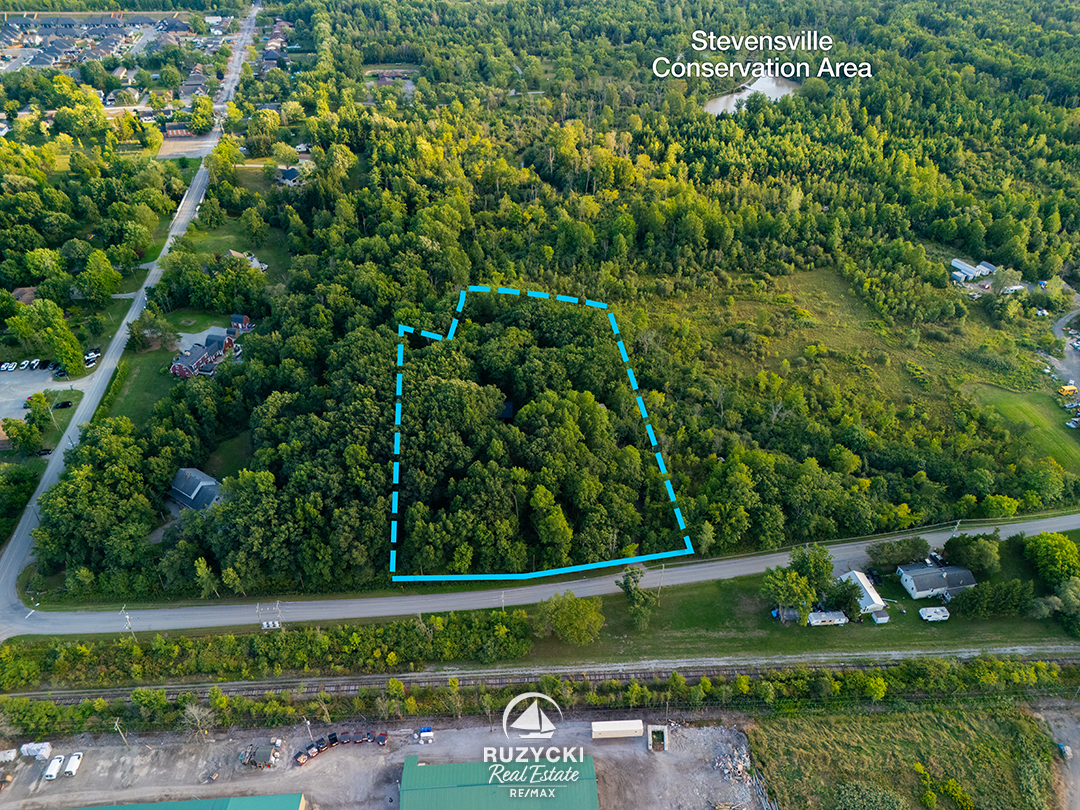 aerial view of 4121 fox rd stevensville with approximate lot outlines and nearby points of interest