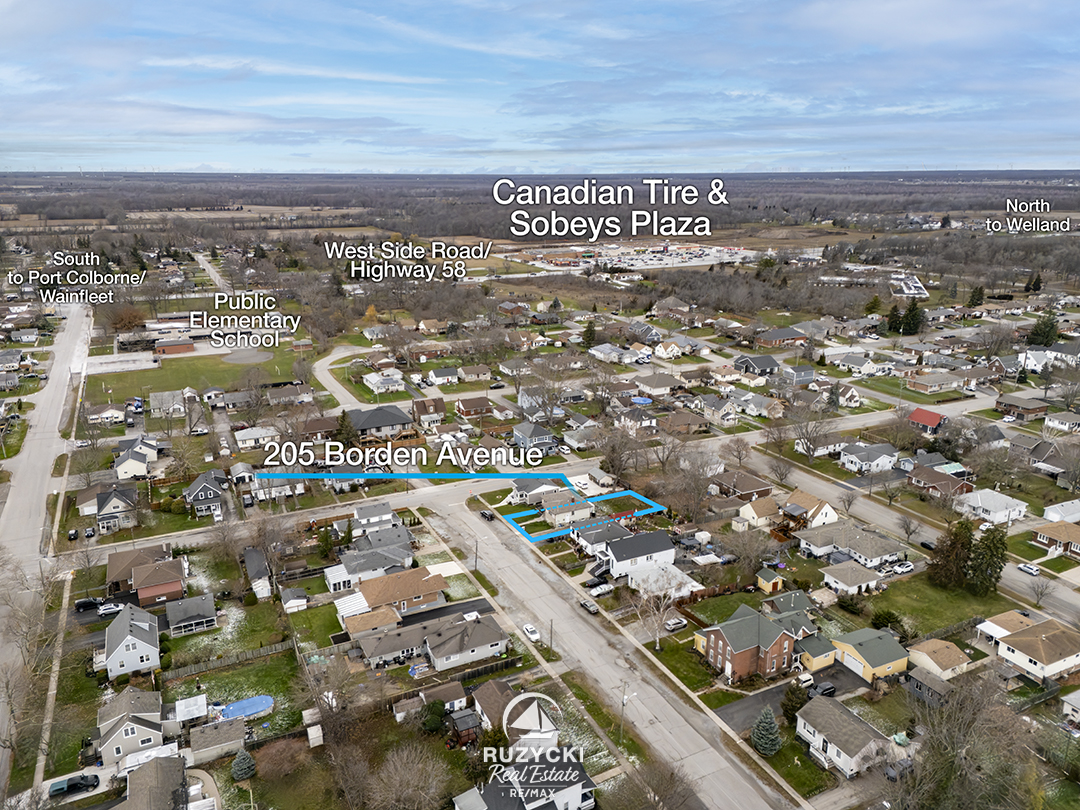 205-borden-ave-port-colborne_04 aerial view of 205 borden ave port colborne with nearby points of interest