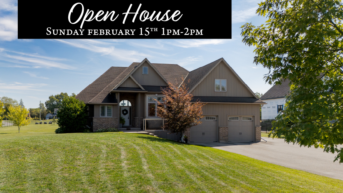 open house sunday february 15th 1pm-2pm banner on image of 20219 youngs rd s wainfleet for sale by frank ruzycki real estate