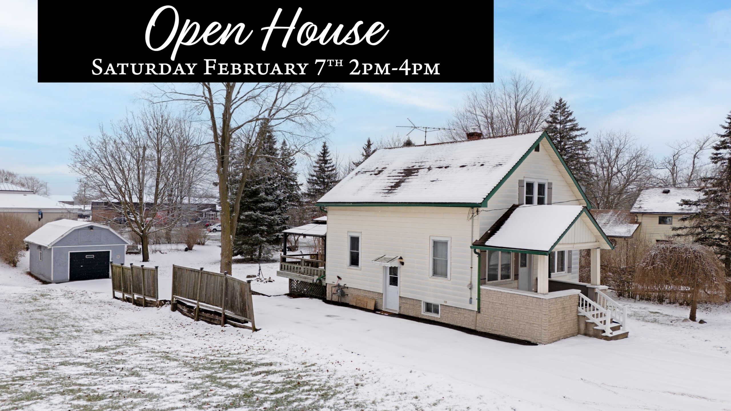 open house sunday february 7th 2pm-4pm banner on 31959 feeder rd w wainfleet for sale by frank ruzycki real estate