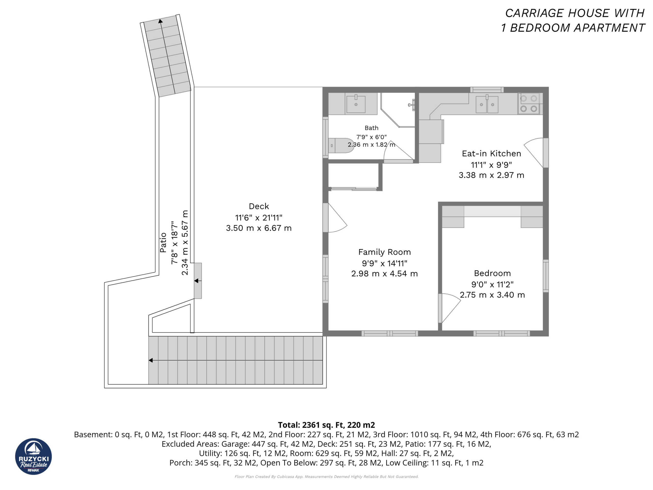 carriage house with 1 bedroom apartment floor plan