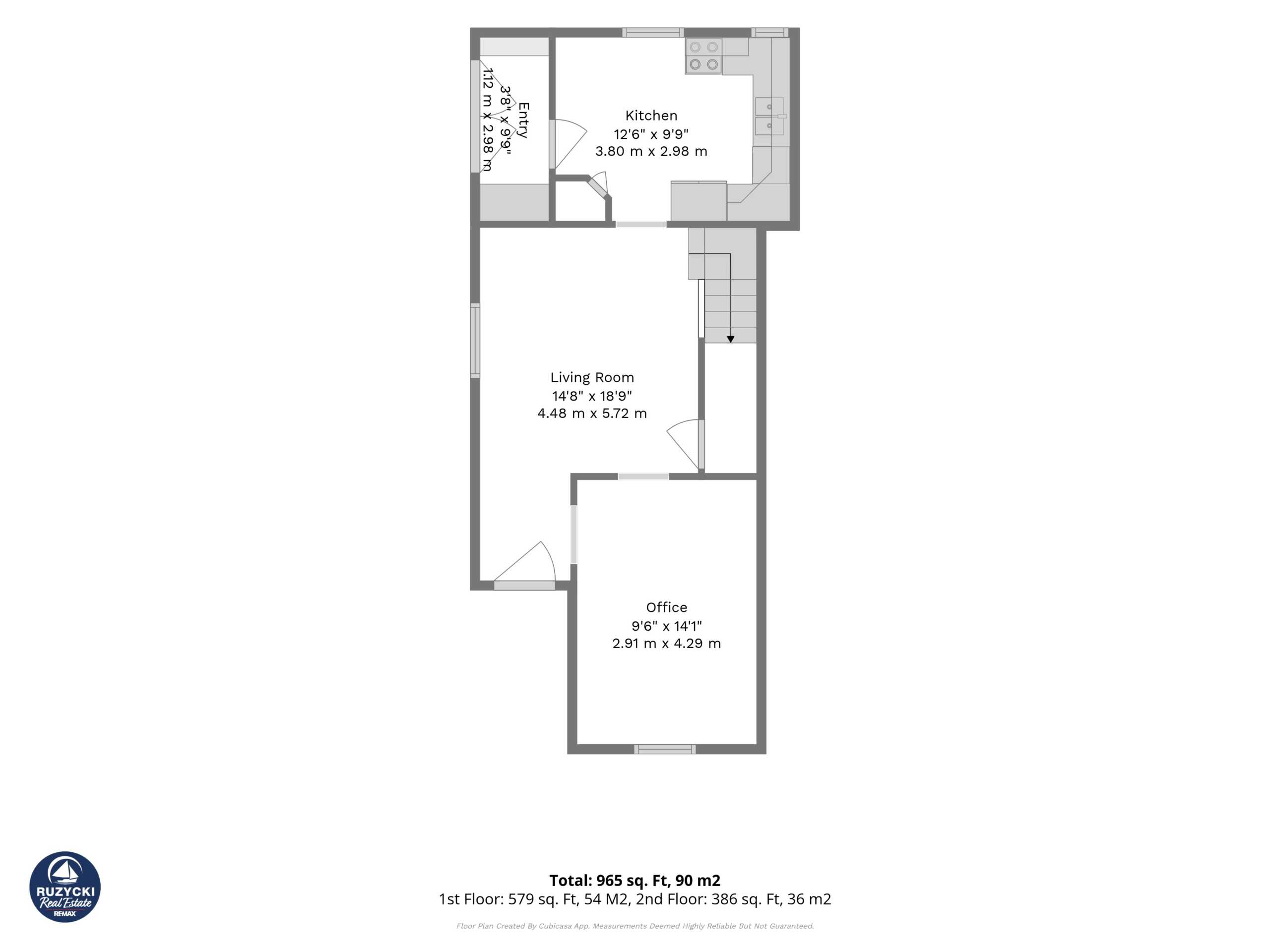 1st_floor_310_clarence_street_port_colborne_with_dim main floor floor plan of two storey semi detached home
