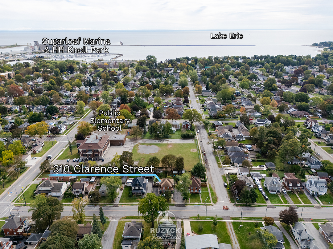310-clarence-street-port-colborne_12 aerial view of neighbourhood with nearby points of interest