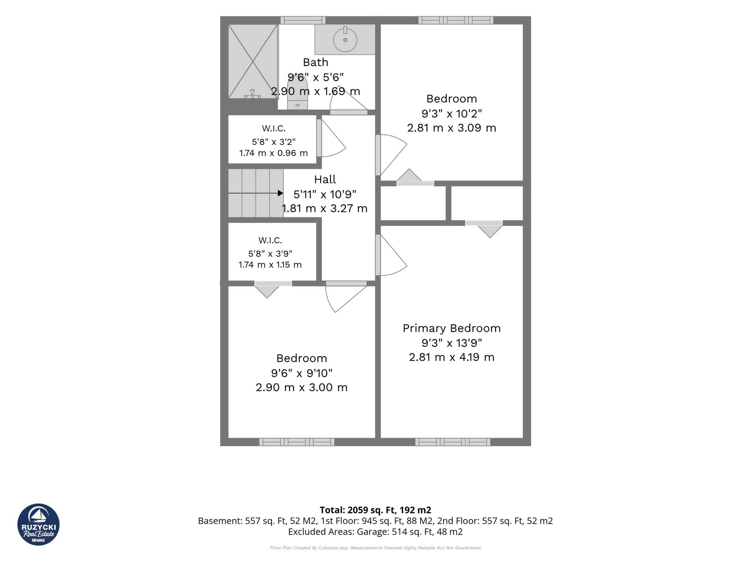 3rd_floor_29_runnymede_road_port_colborne_with_dim upper floor floor plan with 3 bedrooms and 3 piece bathroom